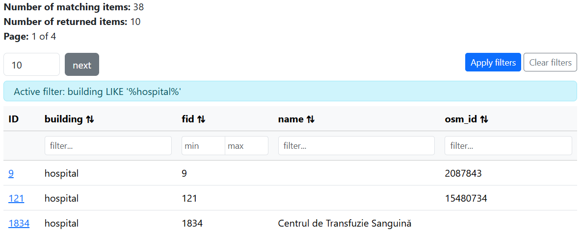 Filter interface